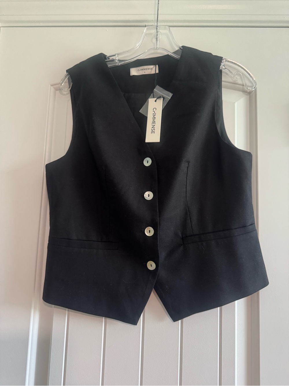 Commense Black Tailored Buttoned Vest